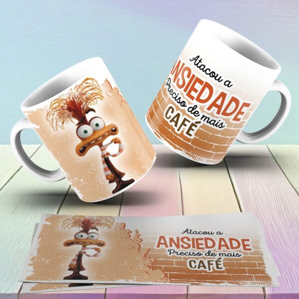 Estampas Caneca Divertida Mente 2 Ansiedade Medo Tédio Raiva