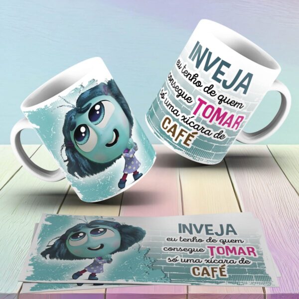 Estampas Caneca Divertida Mente 2 Ansiedade Medo Tédio Raiva