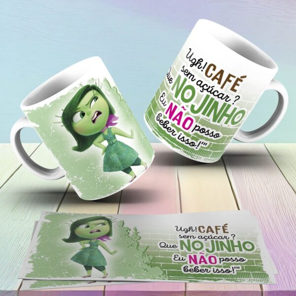 Estampas Caneca Divertida Mente 2 Ansiedade Medo Tédio Raiva