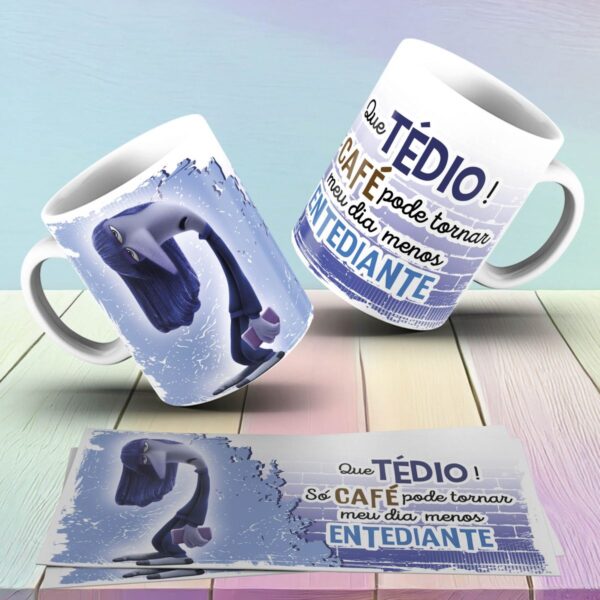 Estampas Caneca Divertida Mente 2 Ansiedade Medo Tédio Raiva