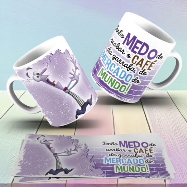 Estampas Caneca Divertida Mente 2 Ansiedade Medo Tédio Raiva