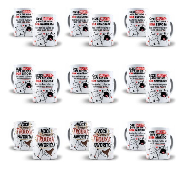 Estampas Caneca Flork Namorados Frases Engraçada Fofas Casal