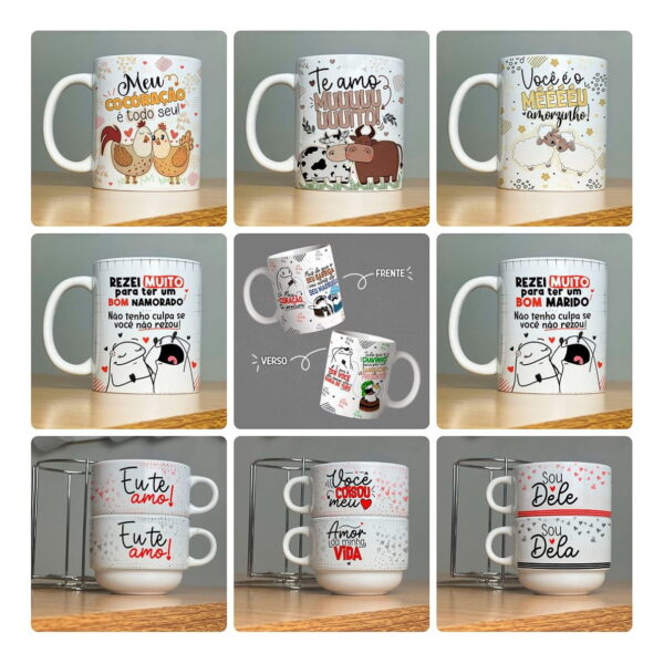 Estampas Caneca Flork Namorados Frases Engraçada Fofas Casal