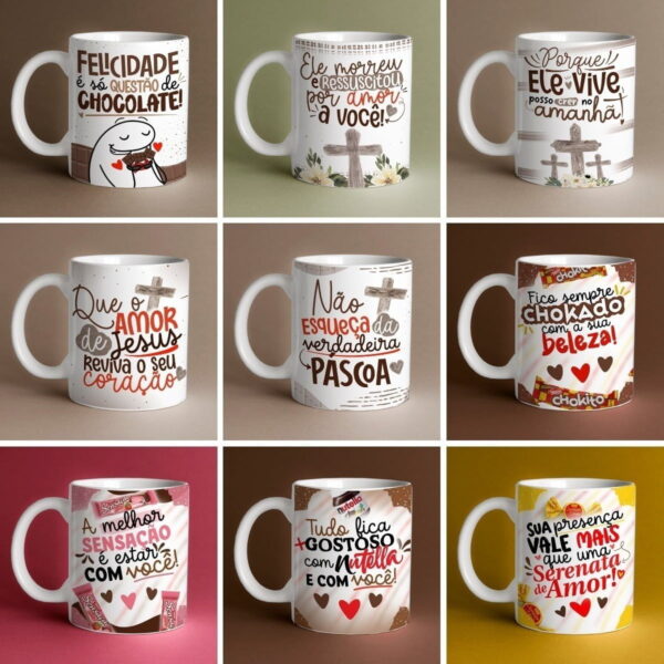 Estampas Caneca Flork Páscoa Artes Personalizados Sublimação
