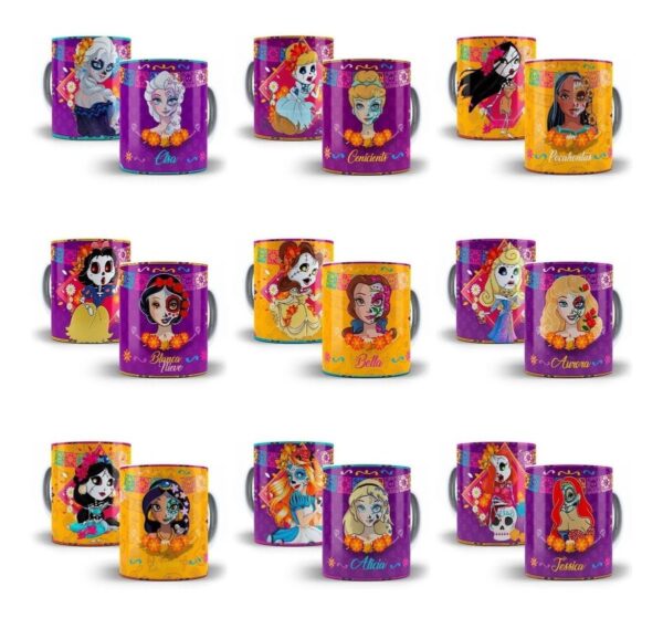 Estampas Caneca Halloween Princesas Fantasma Photoshop Psd
