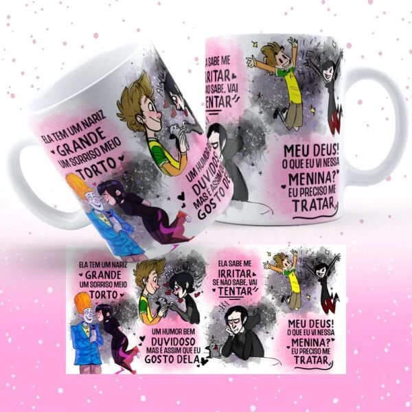 Estampas Caneca Namorados Música Sorriso Torto - Ele E Ela