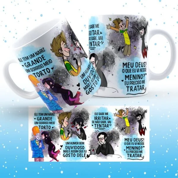 Estampas Caneca Namorados Música Sorriso Torto - Ele E Ela