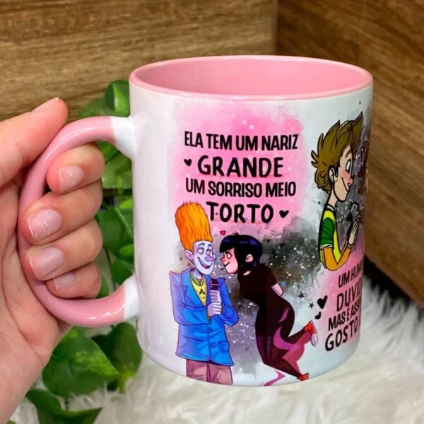 Estampas Caneca Namorados Música Sorriso Torto - Ele E Ela
