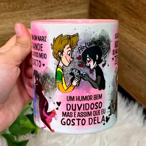 Estampas Caneca Namorados Música Sorriso Torto - Ele E Ela