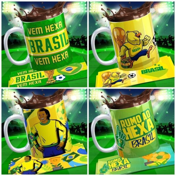Estampas Caneca Seleção Brasileira 11 Artes Corel Editável