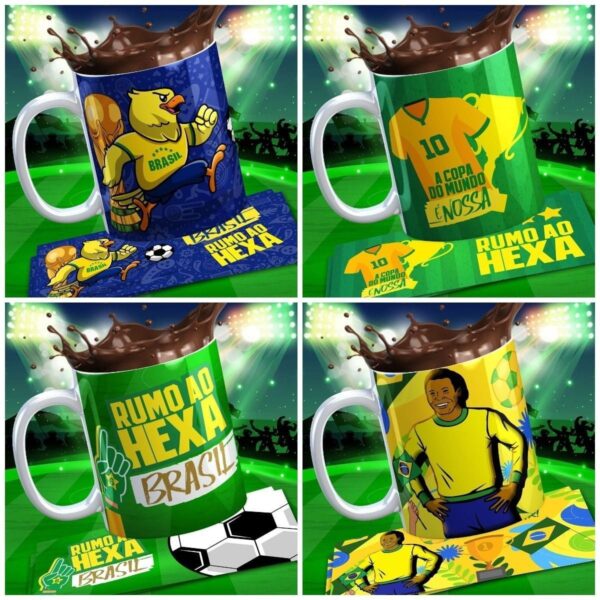 Estampas Caneca Seleção Brasileira 11 Artes Corel Editável