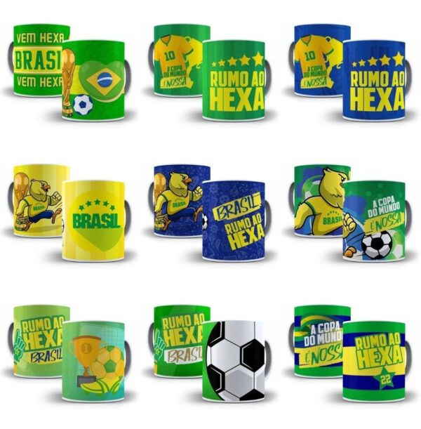 Estampas Caneca Seleção Brasileira 11 Artes Corel Editável