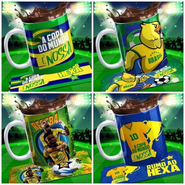 Estampas Caneca Seleção Brasileira 11 Artes Corel Editável