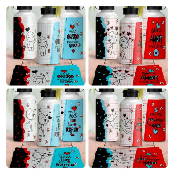 Estampas de Namorados para Camisas e Squeezes - Editável