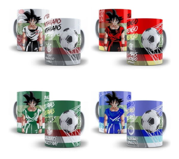 Estampas Sublimação Caneca Times Futebol Dragon Ball Goku