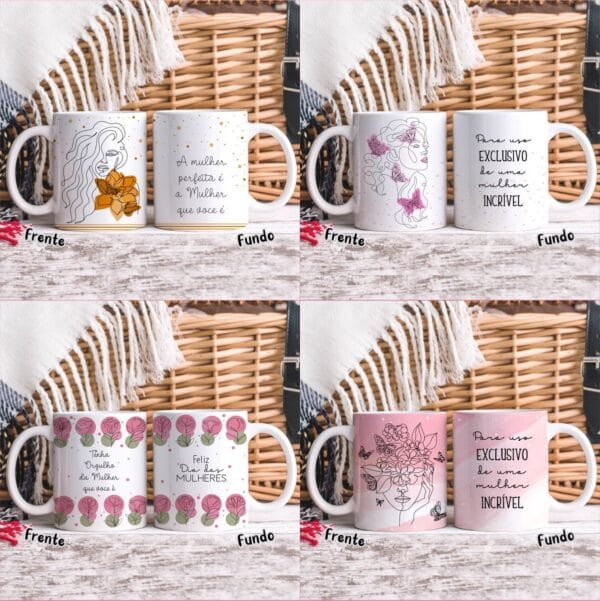 Estampas Sublimar Canecas em Linhas Dia das Mulheres