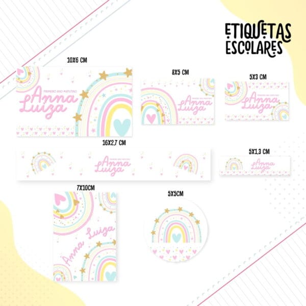 etiqueta escolar animais arco iris arquivo digital etiqueta