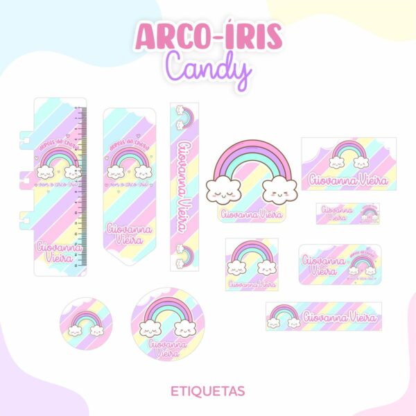 etiqueta escolar arco iris candy arquivo digital escola 2