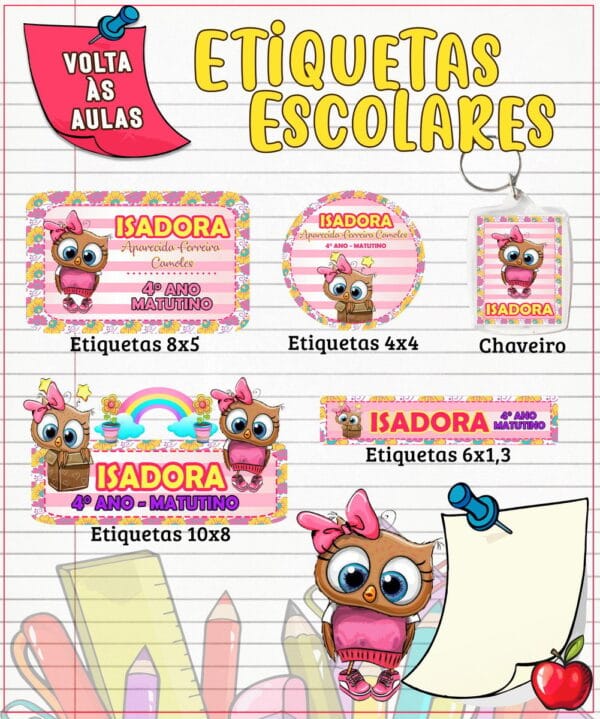 etiqueta escolar corujinha arquivo digital etiqueta escolar corujinha