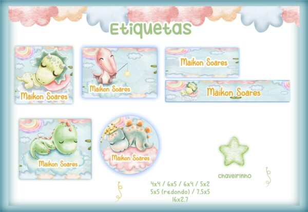 etiqueta escolar dino arquivo digital escola