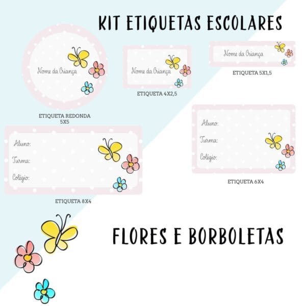 etiqueta escolar floral e borboletas arquivo digital designs personalizados de etiquetas para materi 2