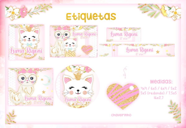 etiqueta escolar gatinha arquivo digital etiqueta gatinha