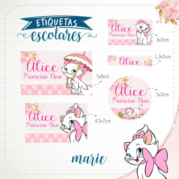 etiqueta escolar gatinha marie arquivo digital etiquetas