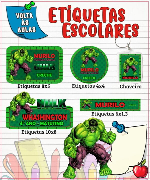 etiqueta escolar hulk arquivo digital etiqueta escolar hulk
