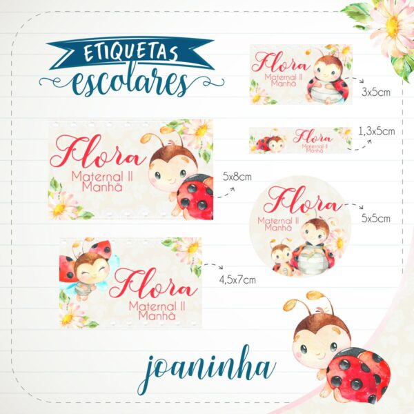 etiqueta escolar joaninha arquivo digital adesivo