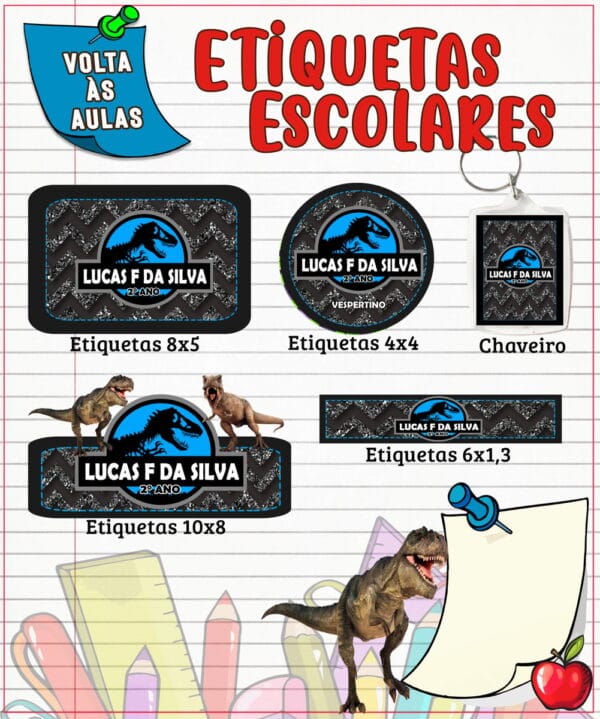 etiqueta escolar jurassic park arquivo digital etiquetas escolar