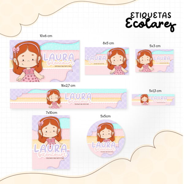 etiqueta escolar menininha ruiva arquivo digital papel e scrapbook