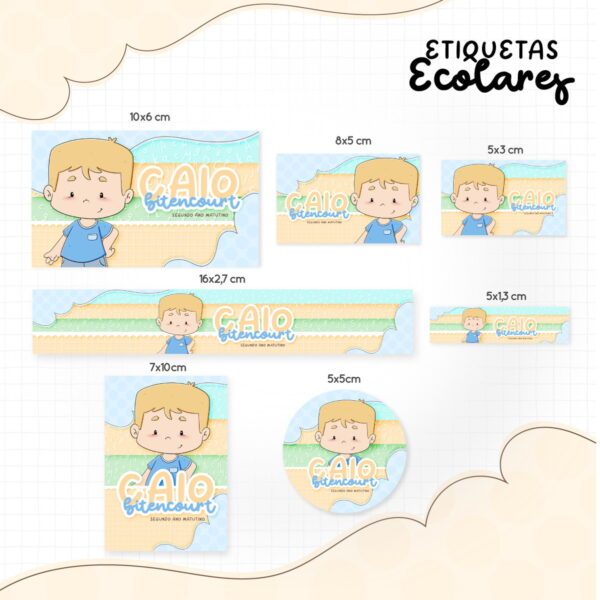 etiqueta escolar menininho loiro arquivo digital personalizacao