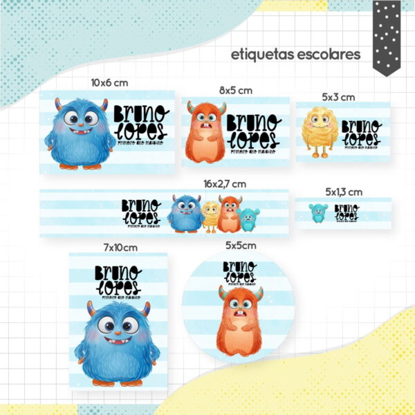etiqueta escolar monstrinhos arquivo digital etiquetas