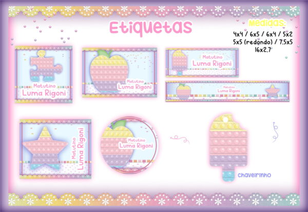 etiqueta escolar pop it menina arquivo digital etiquetas escolares