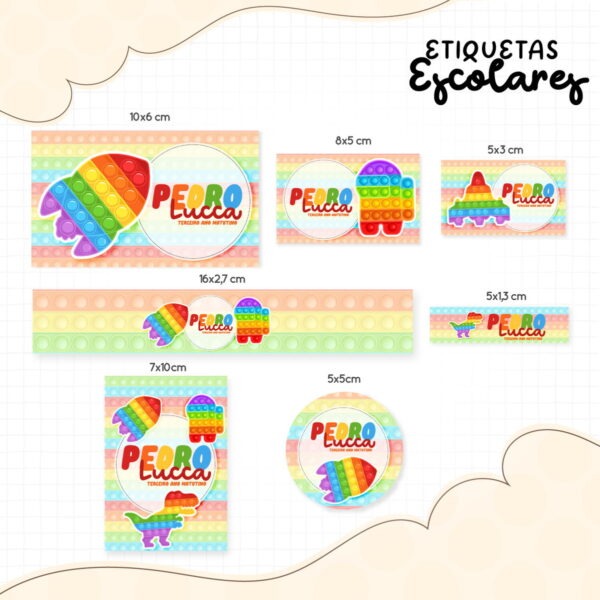 etiqueta escolar pop it menino arquivo digital pack etiquetas escolar