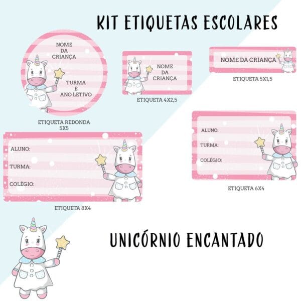 etiqueta escolar unicornio menina arquivo digital kit digital de etiquetas escolares para personaliz 2