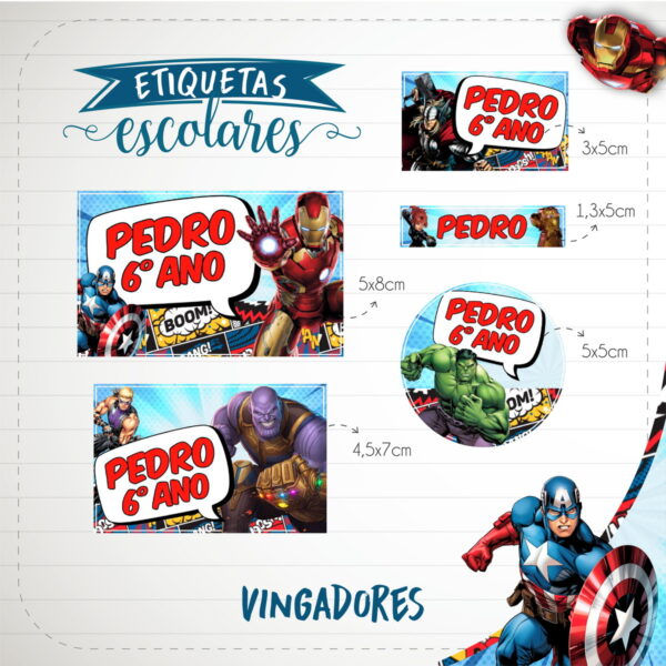 etiqueta escolar vingadores arquivo digital etiqueta escolar