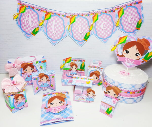 festa junina rosa arquivo digital kit festa pronta infantil