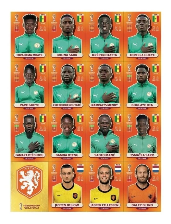 Figurinhas P Imprimir Copa Do Mundo 2022 Laranja Arquivo Pdf