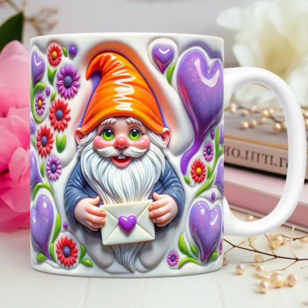 Gnomos Amorosos em 3D - Artes para Personalizar Canecas