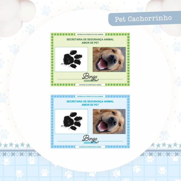 identidade pet cachorrinho arquivo digital papelaria personalizada
