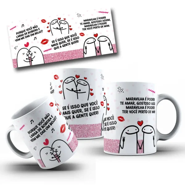 Ilustração de Beijo para Sublimação em Caneca