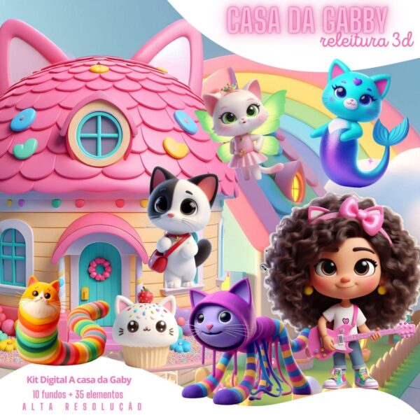 Ilustrações A Casa Mágica da Gabby 3D Fofo Imagens Png