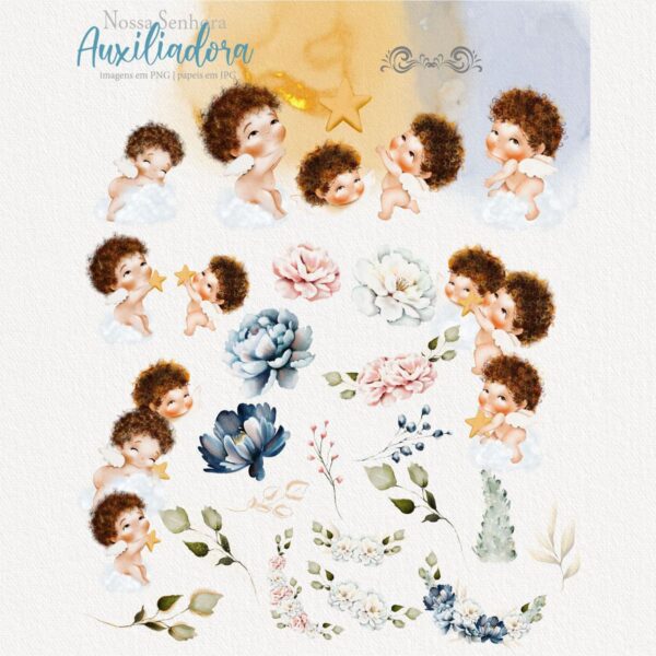 Ilustrações Aquarela Nossa Senhora Auxiliadora Kit Digital