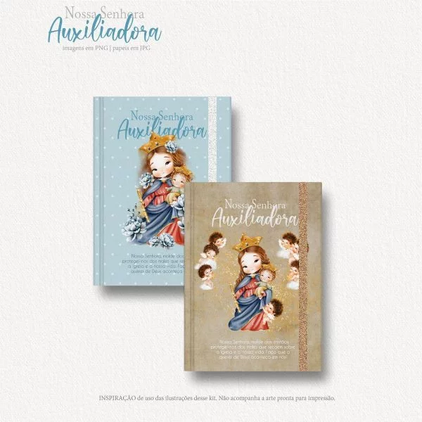 Ilustrações Aquarela Nossa Senhora Auxiliadora Kit Digital