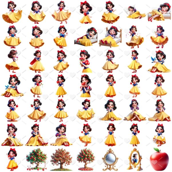 Ilustrações Branca de Neve e Os Sete Anões Png Baby 3D