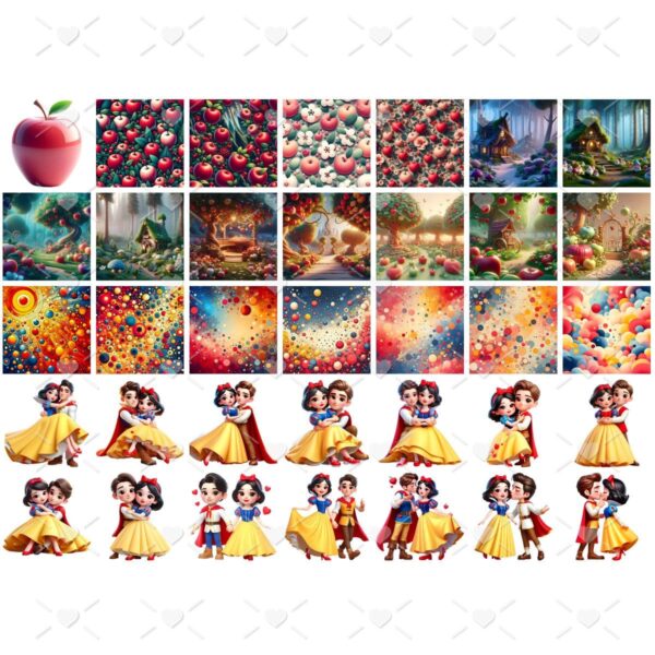 Ilustrações Branca de Neve e Os Sete Anões Png Baby 3D