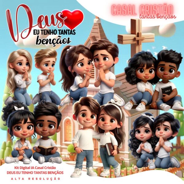 Ilustrações Casal Cristão Png Fofo Kit Digital Namorados