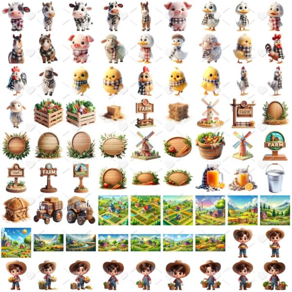 Ilustrações Fazendinha Menino Cute 3D Fofo Imagens Png