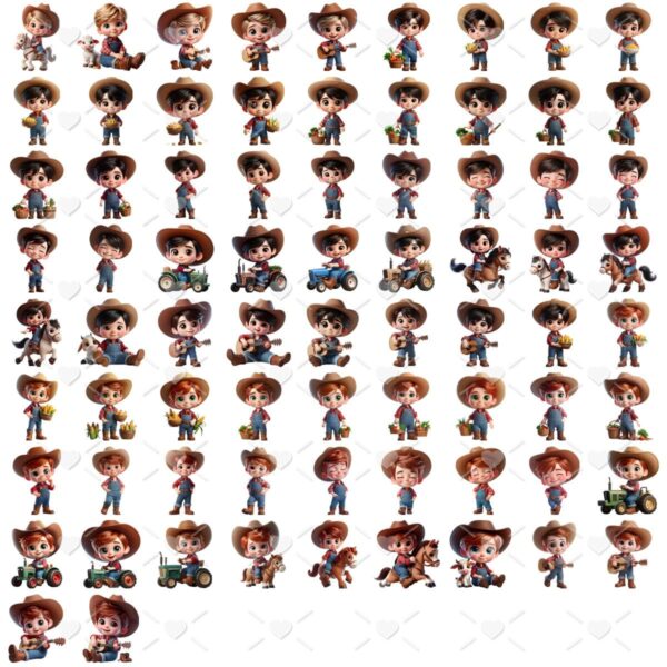 Ilustrações Fazendinha Menino Cute 3D Fofo Imagens Png